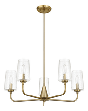 Dazzle Five Lights Chandelier With Clear Seeded Glass -Satin Brass