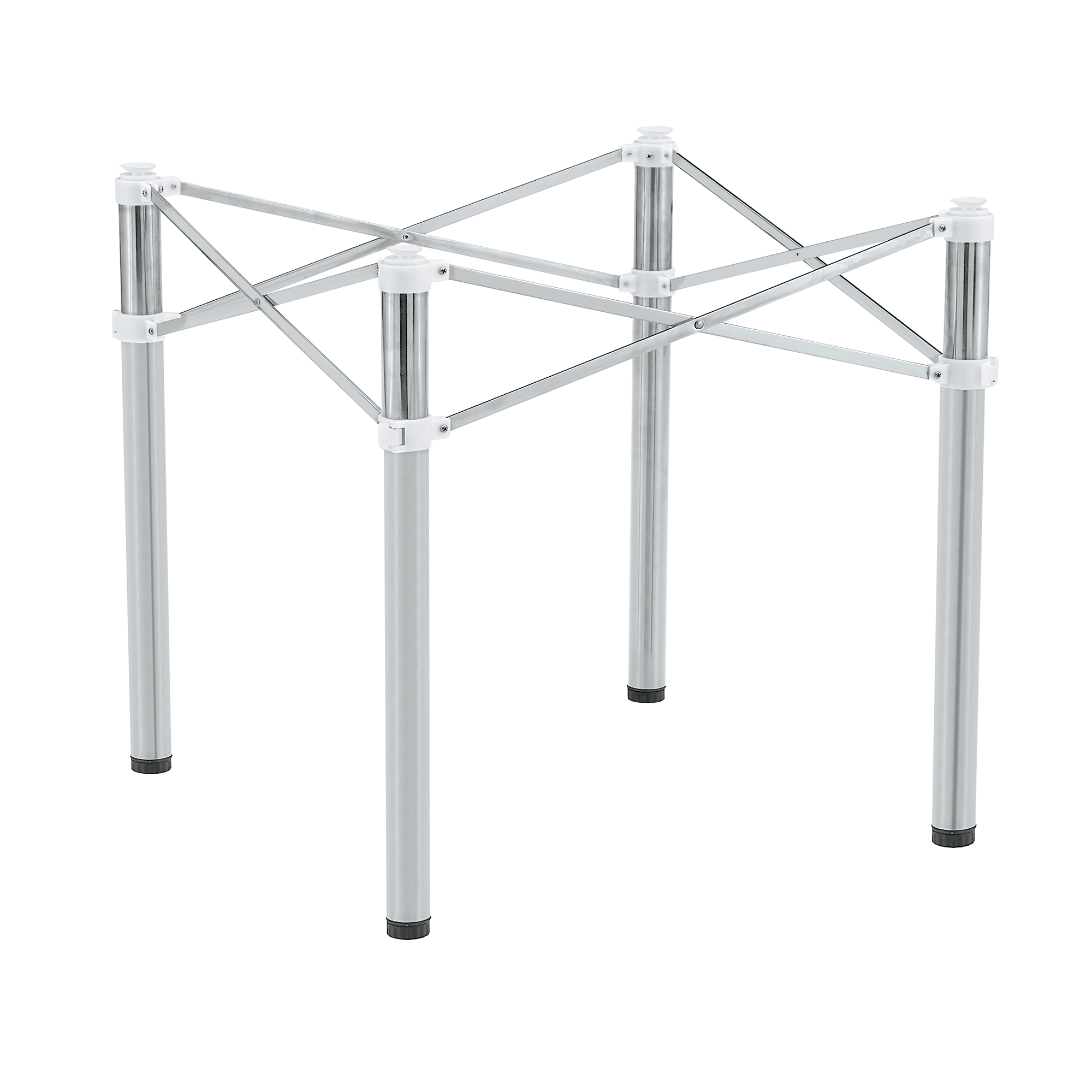 Simple Silver Stainless Steel Folding Table Frame - Multifunctional Space-Saving Design.Separate folding table legs that can be paired with various sizes and styles of tabletops.