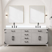 White Oak Double Bath Vanity 80 in. W x 22 in. D, with Cultured Marble Top