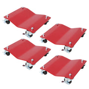 Heavy Duty Steel Vehicle Dollies with Brakes 2500lbs Capacity Red 4-Pack
