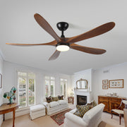 62-Inch Solid Wood with Remote Control with Light (LED) Modern DC DC Motor Indoor/Outdoor 5-Blade Ceiling Fan for Patios, Bedrooms and Farmhouses