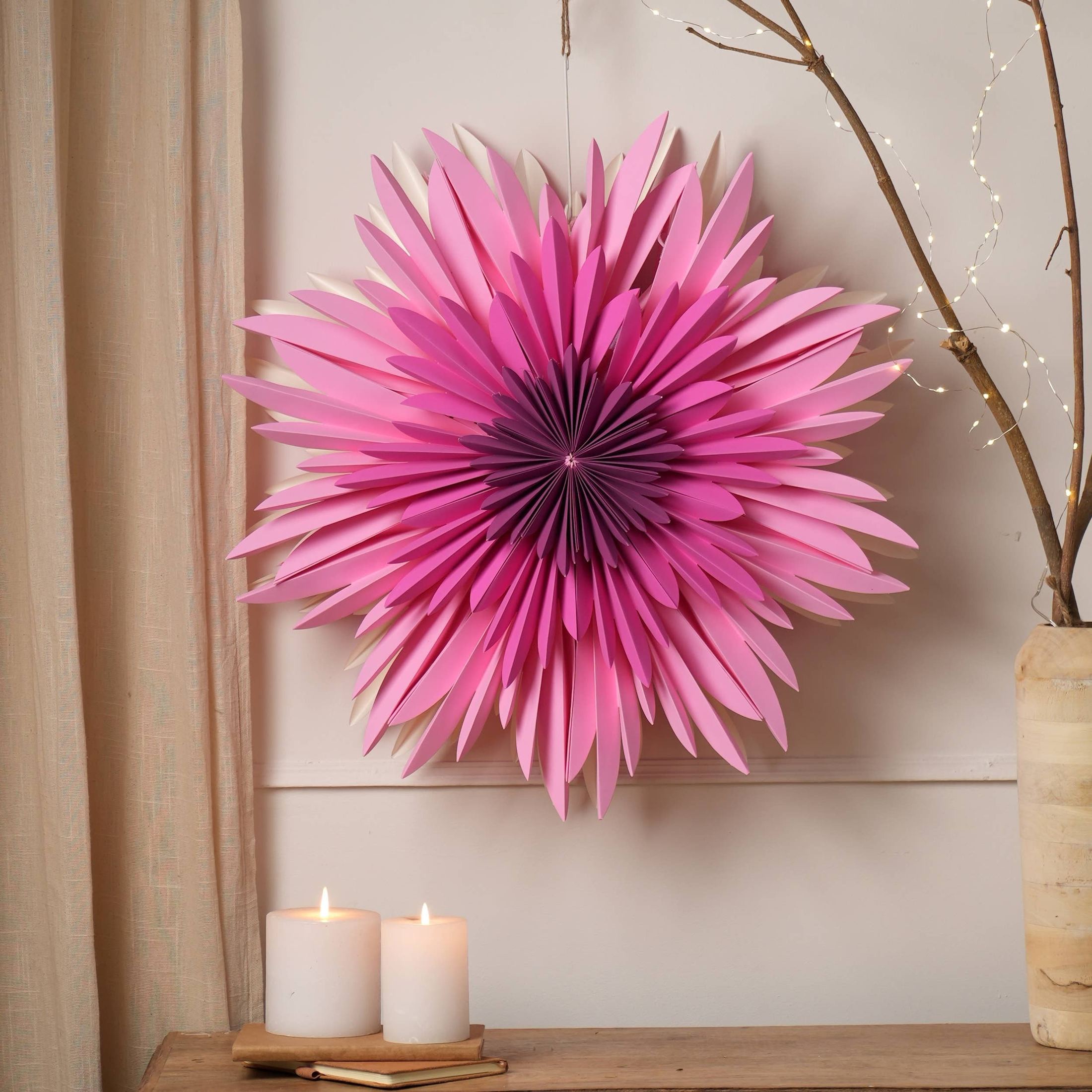 Handcrafted Red Brioni Paper Star-Festive Holiday Décor-25X25X6.69'