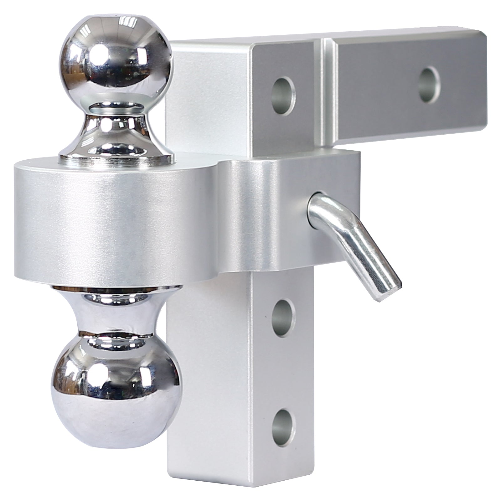 Alu Adjustable Trailer Drop Hitch with 2-Inch Receiver, 6-Inch Adjustable, Silver, Aluminium