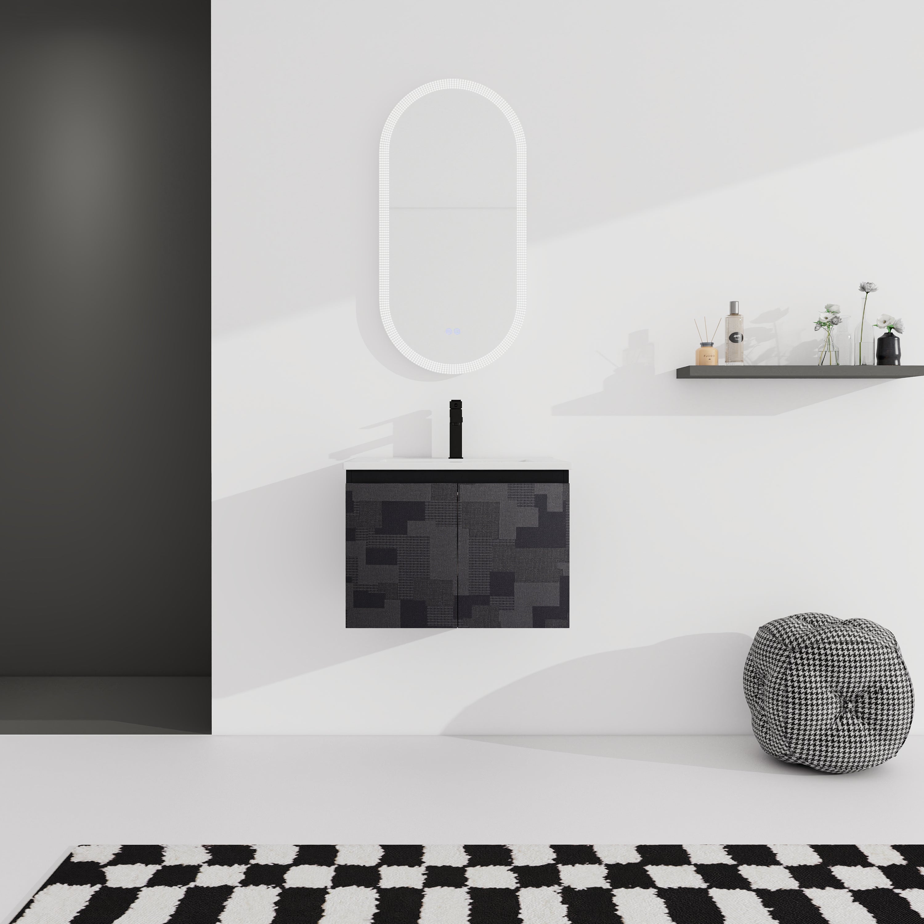 24'' Floating Wall-Mounted Bathroom Vanity With Ceramics Sink & Soft-Close Cabinet Door, KD-Package