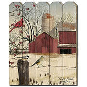 'Winter Friends' by Billy Jacobs, Printed Wall Art on a Wood Picket Fence