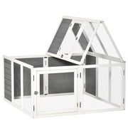 PawHut Rabbit Hutch, Wooden Outdoor Bunny Cage with an Openable Foldable Top, Door, Guinea Pig Hutch for Backyard, Garden, fits 1-4 Rabbits, Gray