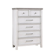 White and Gray Finish 1pc Bedroom Chest of 5 Drawers Classic Design Wooden Furniture
