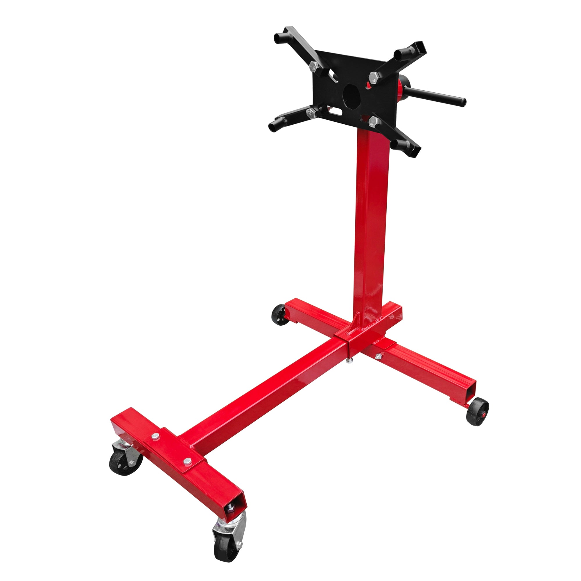 Engine Stand 1000 lbs (1/2 Ton) Capacity, 360 Degree Rotating Engine Run Stand with 4-Casters, Heavy Duty Motorcycle Engine Stand with Foldable Frame for Auto Repair, Vehicle Maintenance, Red