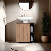 Pascuale Two Side Shelves Under Sink Cabinet with One Doors, Cut-Out Back, Compact 22 Freestanging Bathroom Storage