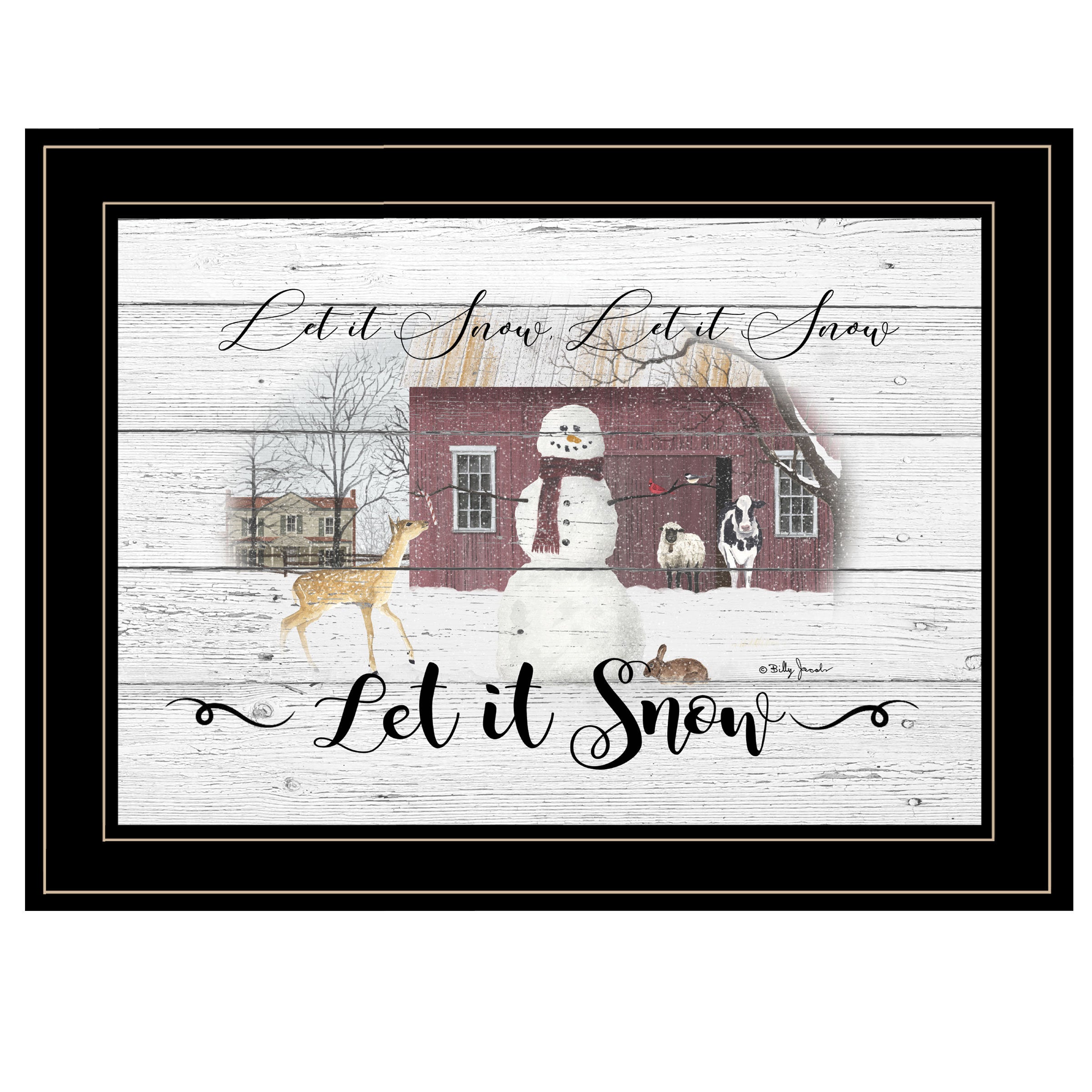 'Let It Snow' By' By Billy Jacobs, Ready to Hang Framed Print, Black Frame