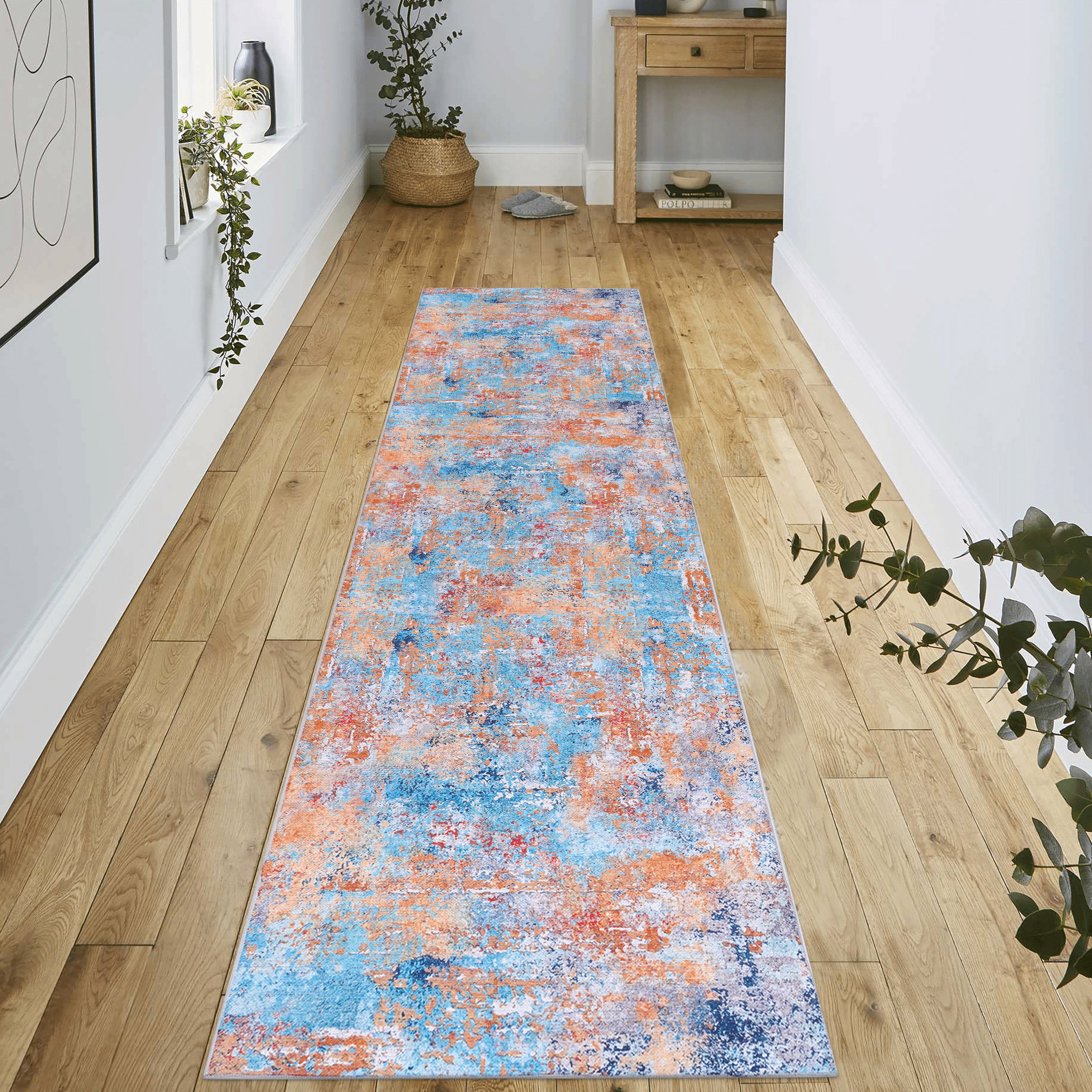 LOOM & LUXE 2'6''x10' Runner, Washable Rug, Low-Pile, Non-Slip, Non-Shedding, Foldable, Kid & Pet Friendly - Area Rugs for living room, bedroom, kitchen, dining room rug  (Multi, 2'6''x10')
