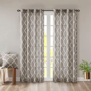 Fretwork Print Grommet Top Window Curtain Panel(Only 1 Pc Panel)