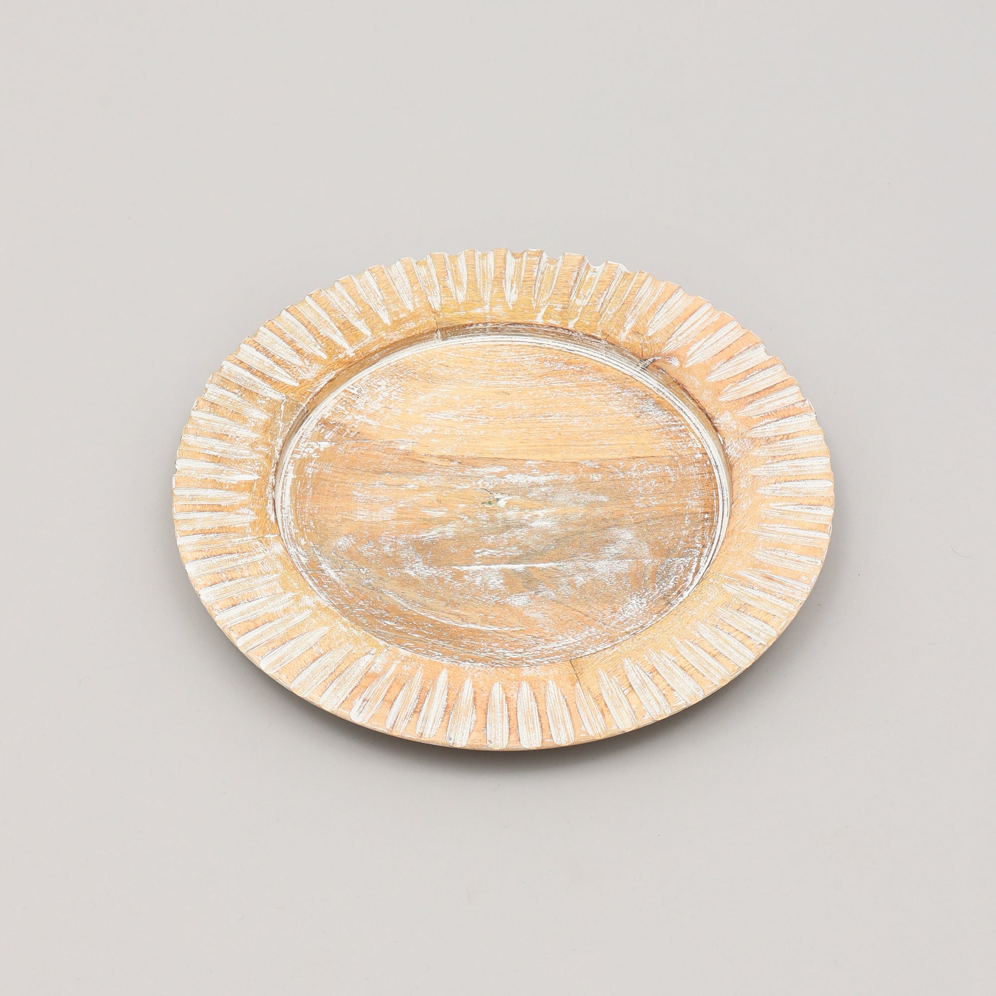 Handcrafted 13' Wood White Charger Plate| Wooden Dinning Placemat|Artisan Wood Tableware