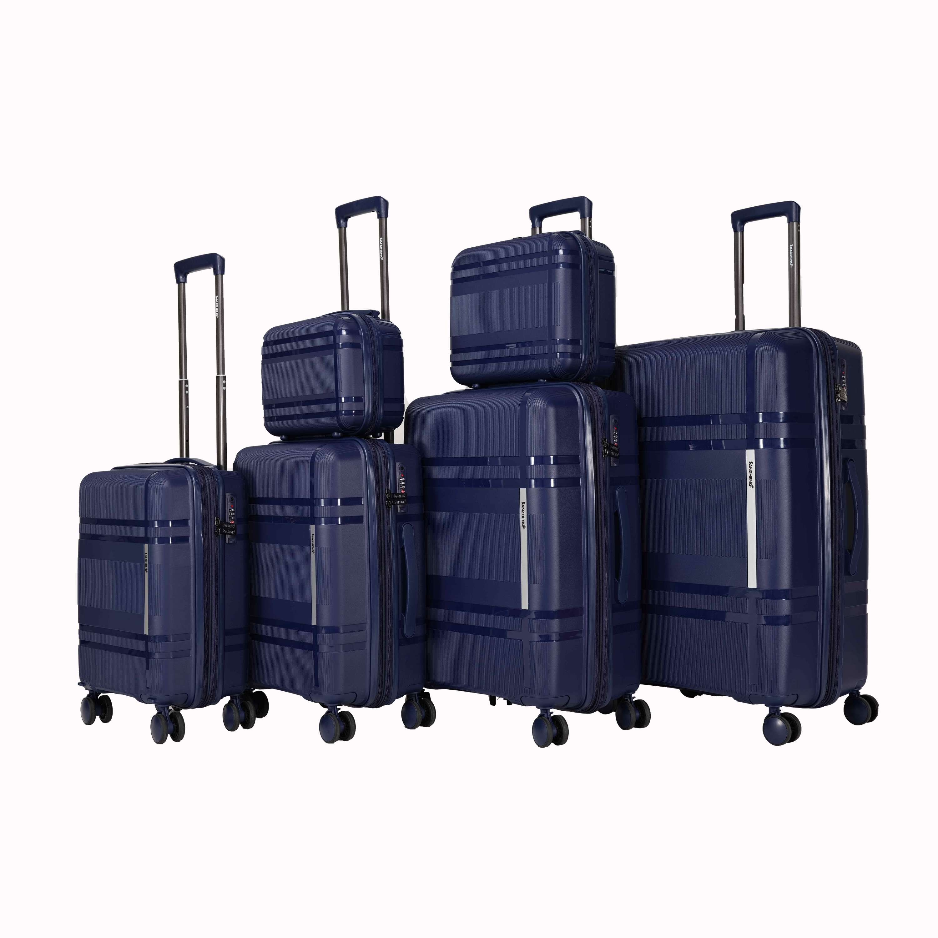 6-piece luggage set, expandable hard shell luggage set with rotating wheels, suitable for carry on luggage, unisex, lightweight travel luggage set, password lock