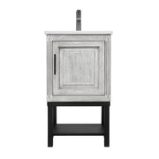 Modern Freestanding 20-Inch White Bathroom Vanity with White Ceramic Sink, Hot and Cold Faucet, 1-Door Cabinet & Open Iron Shelf, Magnesium Oxide and Iron Frame