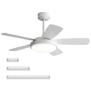 42 Inch White Ceiling Fan with 22W LED Light and Remote Control MDF Blades Reversible DC Motor
