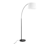 March Contemporary Floor Lamp in Black Marble and Black Metal with White Linen Shade by LumiSource