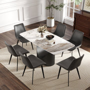 63 'Modern Artificial Stone Curved Pandora White Panel Black Iron Metal Legs-Can Accommodate 6-8 People