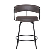 Avalon 26' Gray Faux Leather Swivel Barstool in Black Powder Coated Finish