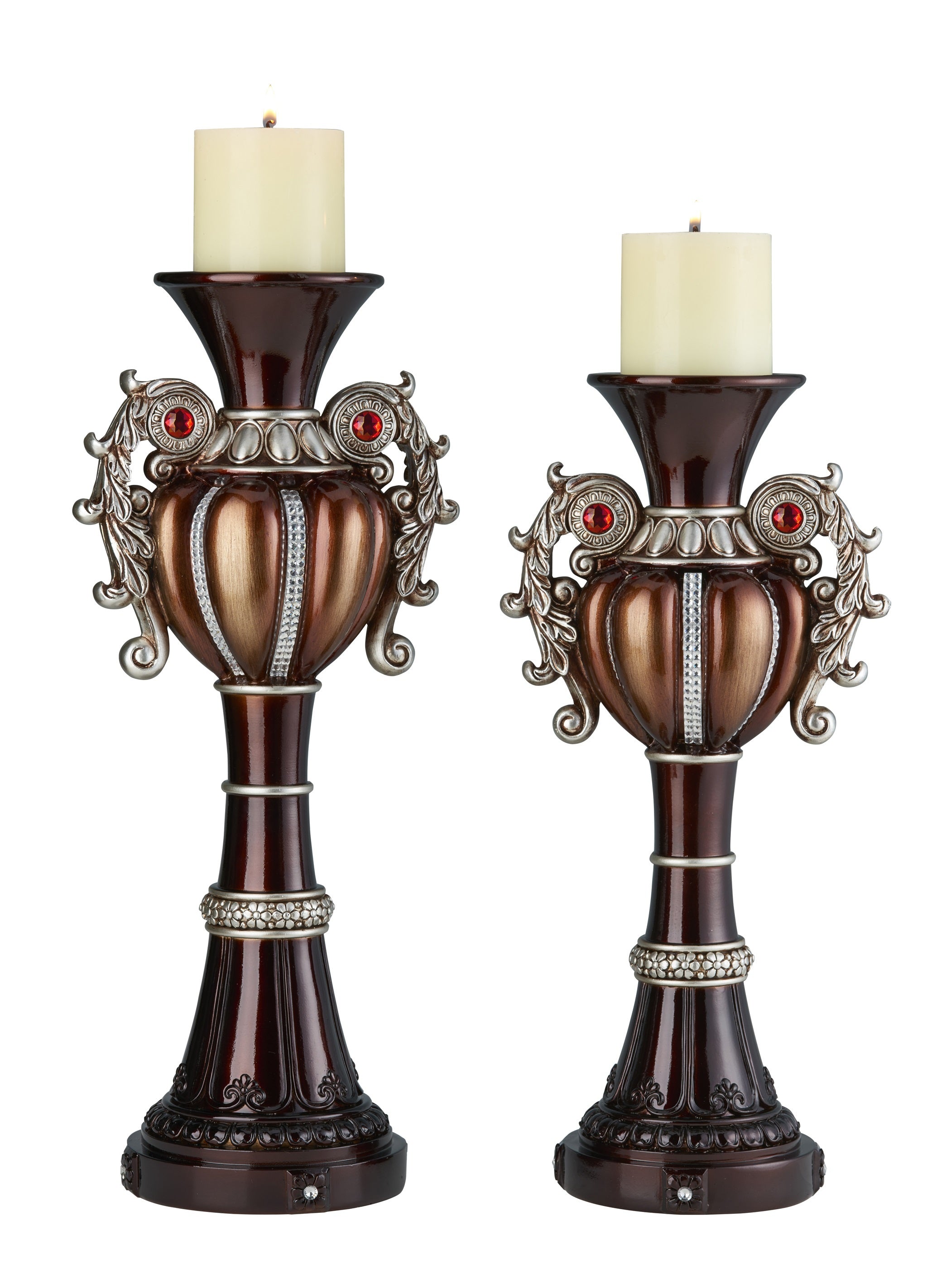 16' and 18' Tall' Delicata' Urn-Shaped Candleholder, Bronze (Set of 2)