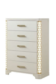 Jasmine 5-Drawer Chest with side LED Lightning made with Wood in Beige  same as 659436285736 (CA inventory)