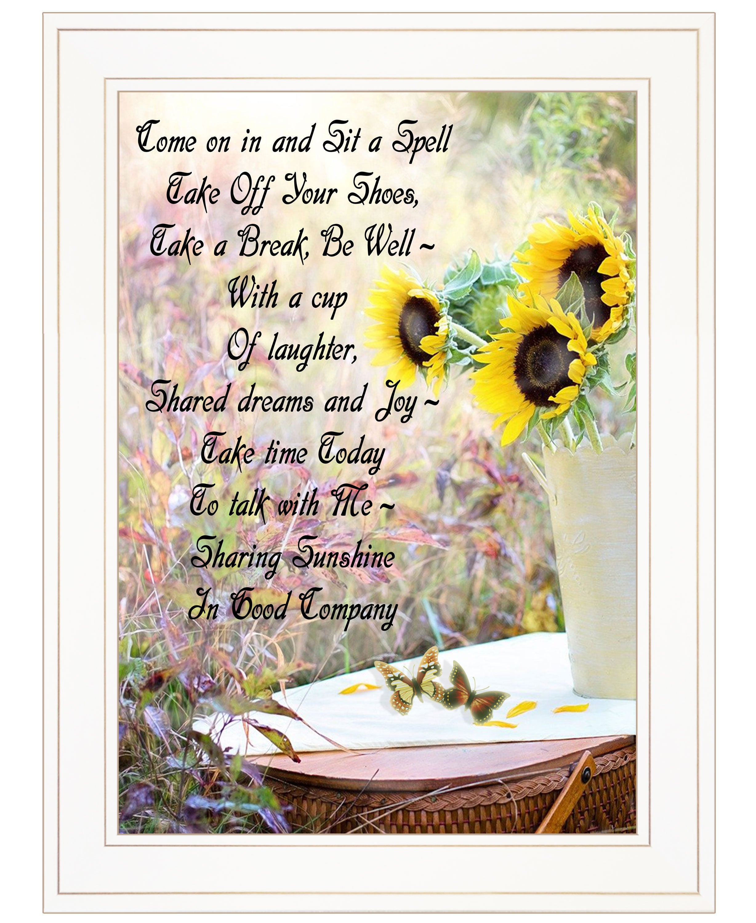 'Sharing Sunshine' by Artisan Trendy Decor 4U, Ready to Hang Framed Print, White Frame