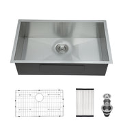 Brushed Nickel Undermount Sink 30 Inch Stainless Steel 9 Inch Deep Kitchen Basin