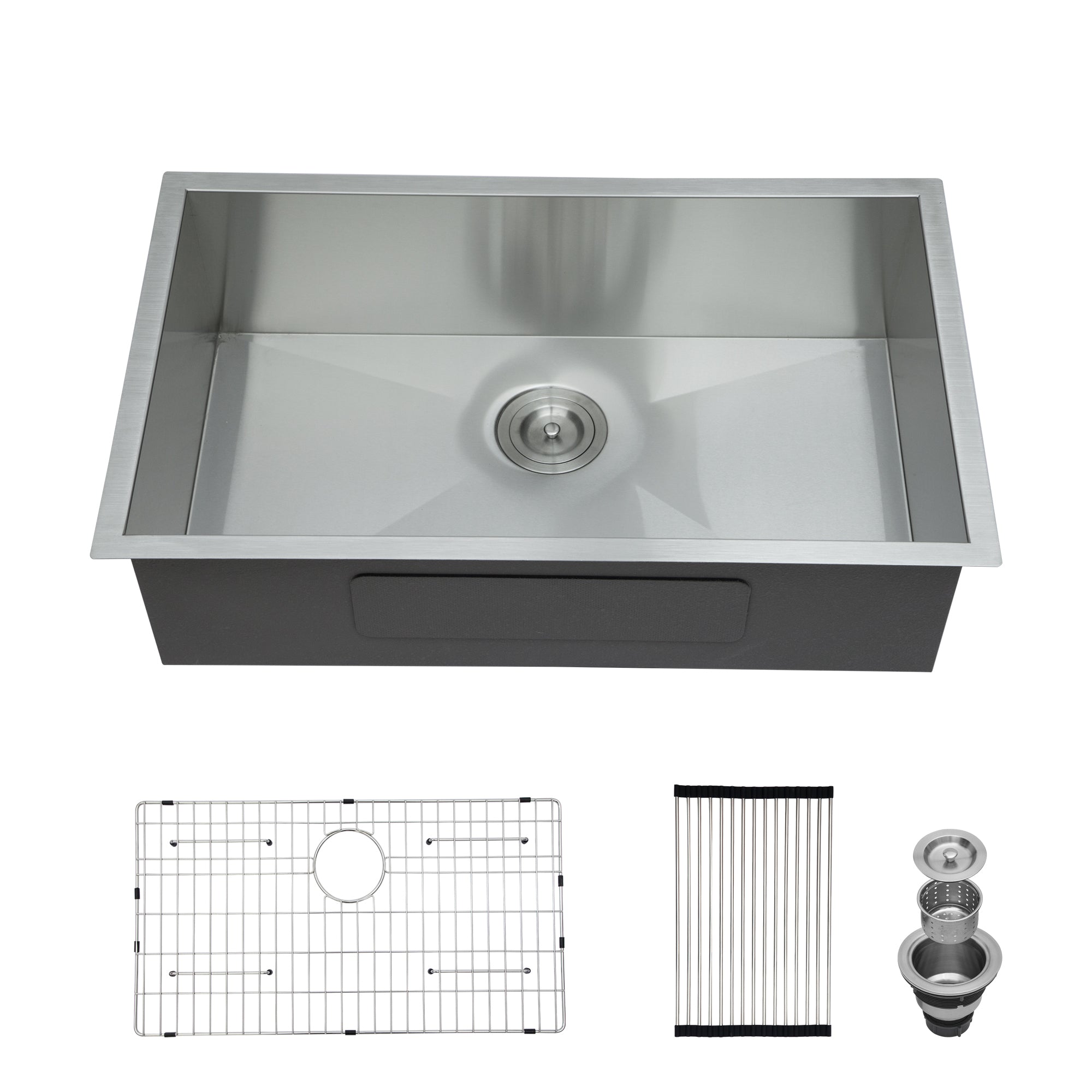Brushed Nickel Undermount Sink 30 Inch Stainless Steel 9 Inch Deep Kitchen Basin