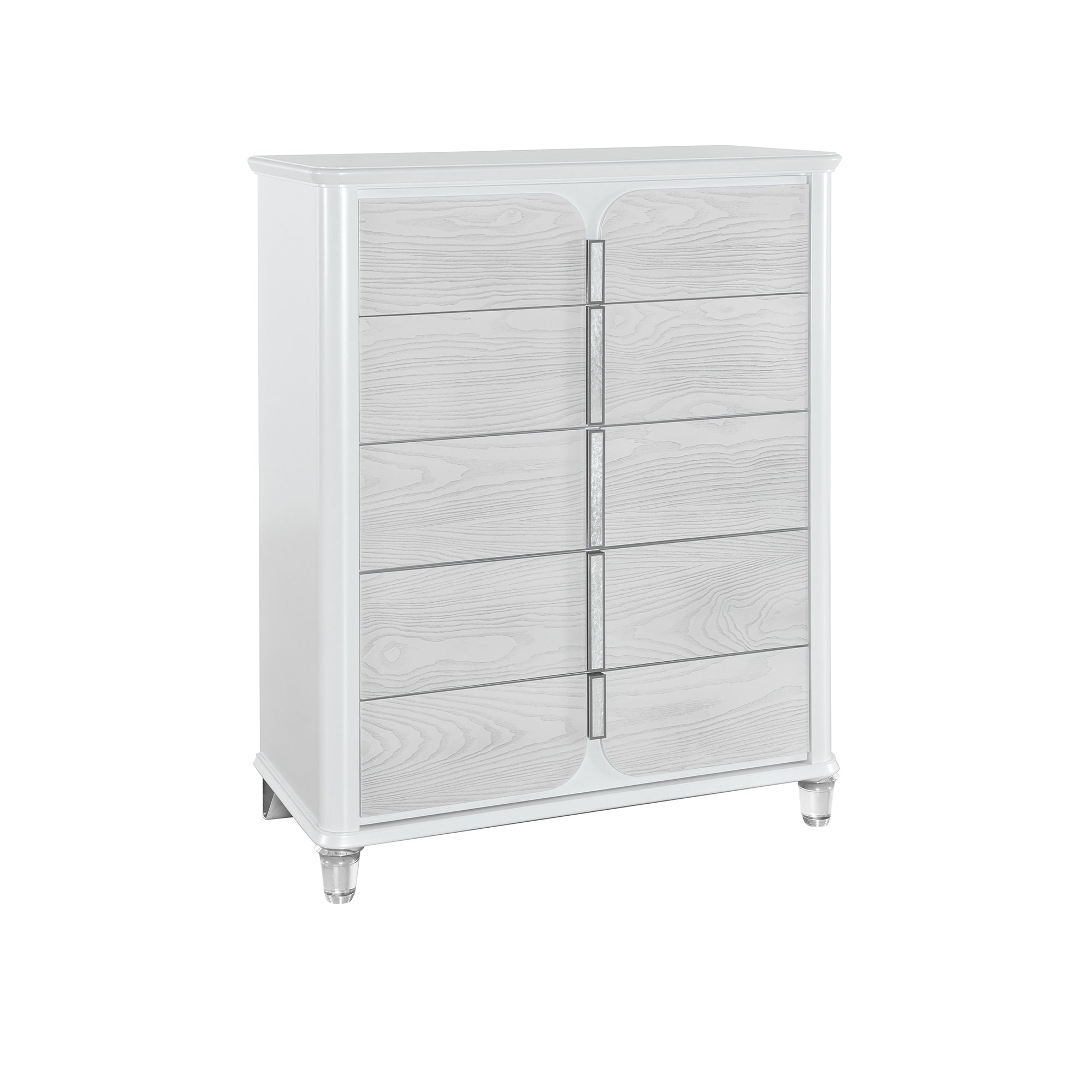 BRENDA Grey Chest with Spacious Drawers and Acrylic Legs