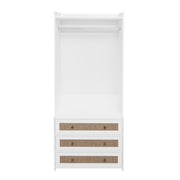 Wardrobe with 3 Drawers High Wardrobe Armoire With Rattan For Living Room, Bedroom Organizer