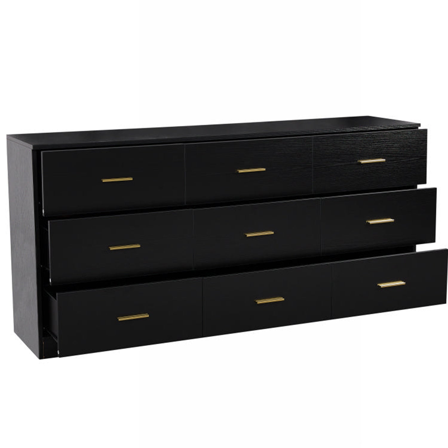 Modern Black 9-Drawer Dresser for Bedroom - Ample Storage Wide Chest of Drawers, Engineered Wood