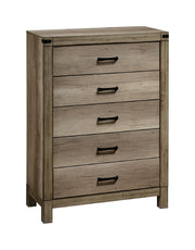1pc Contemporary Five Drawer Chest Bedroom Solid Wood Wooden Furniture Brown Melamine Finish Rustic Furniture