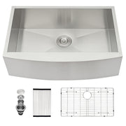 Farmhouse 36 Inch Kitchen Sink Stainless Steel Apron Front with Brushed Nickel Finish