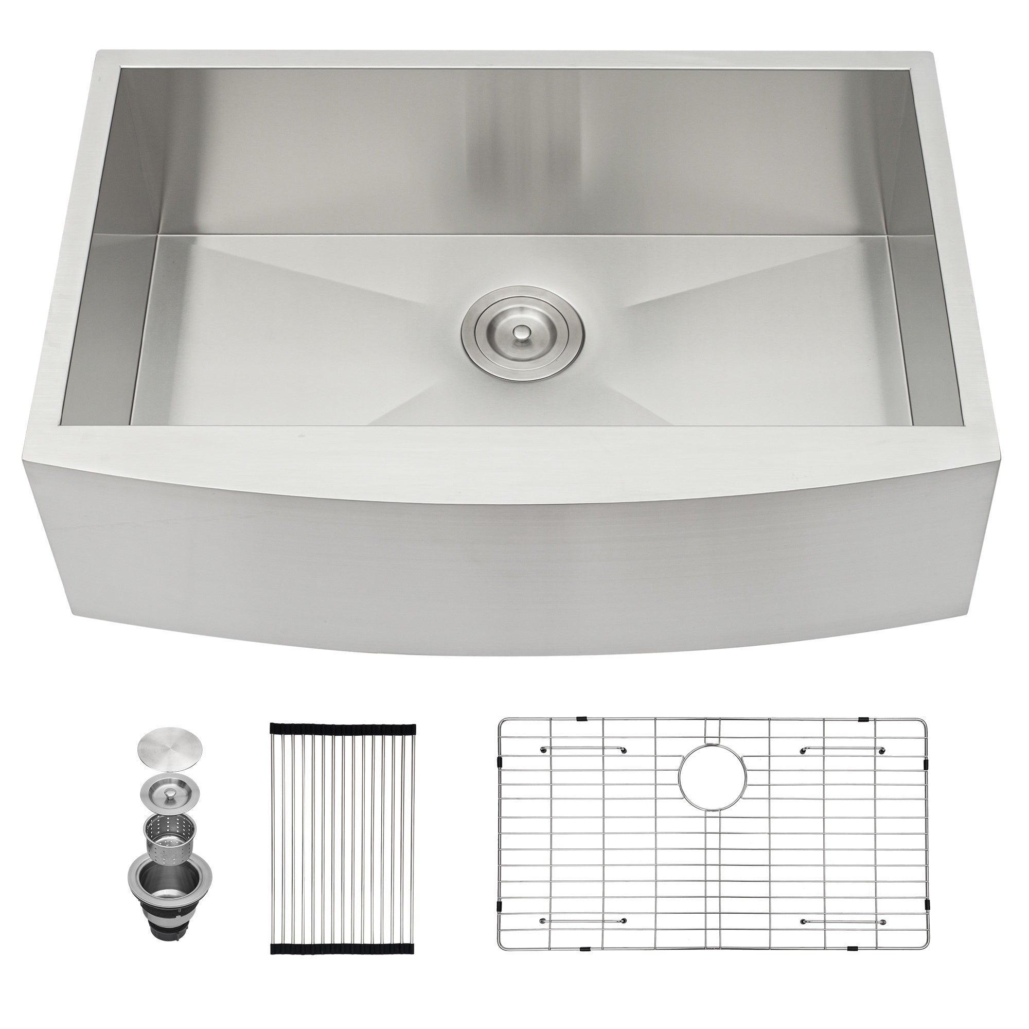 Farmhouse 36 Inch Kitchen Sink Stainless Steel Apron Front with Brushed Nickel Finish