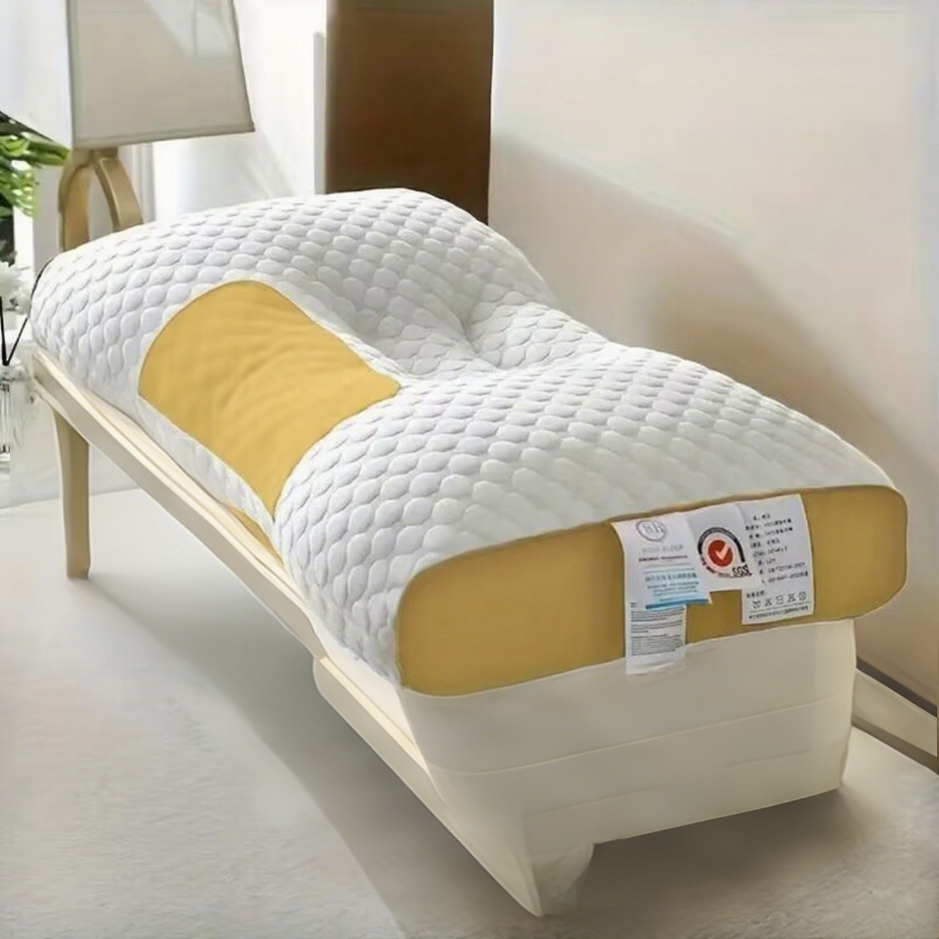 YBZ 3D Knitted Cotton Massage Pillow -Yellow(1pack)