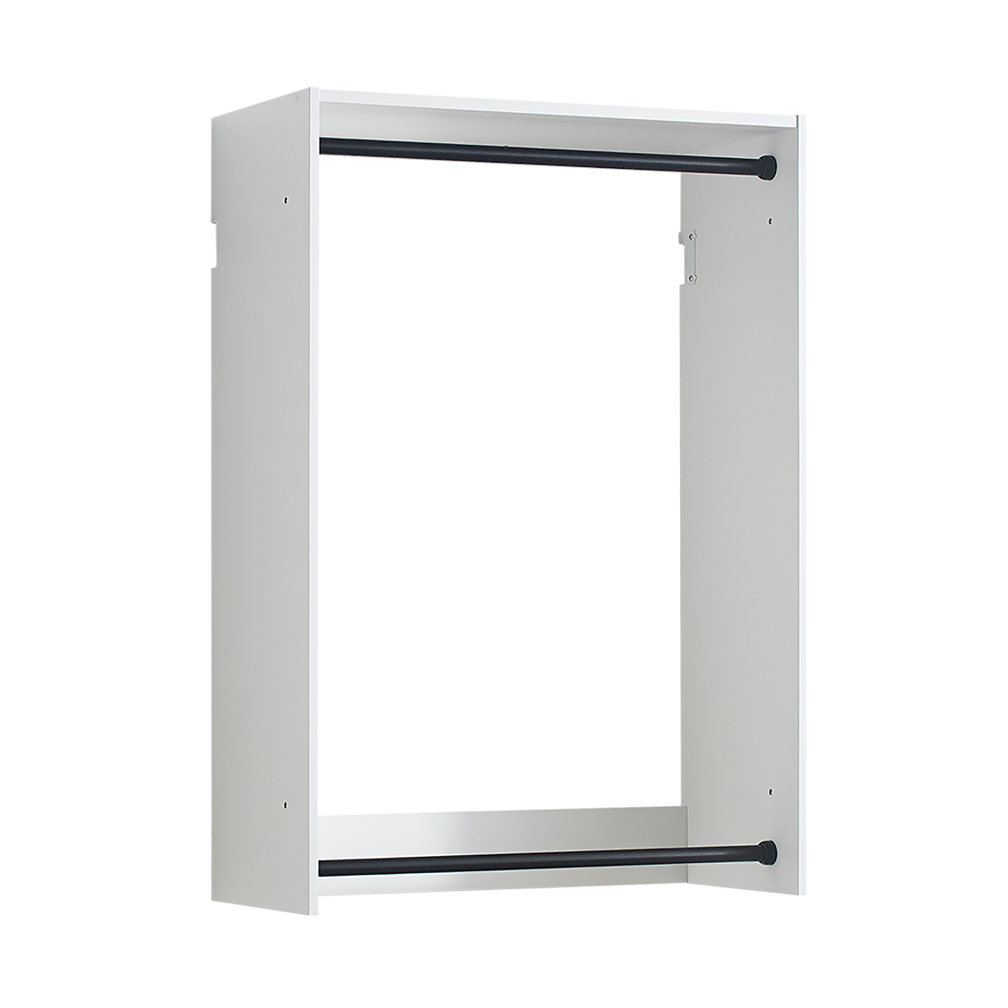 Devi White Wall Mounted Wood Closet System with Modular Design and Ample Storage