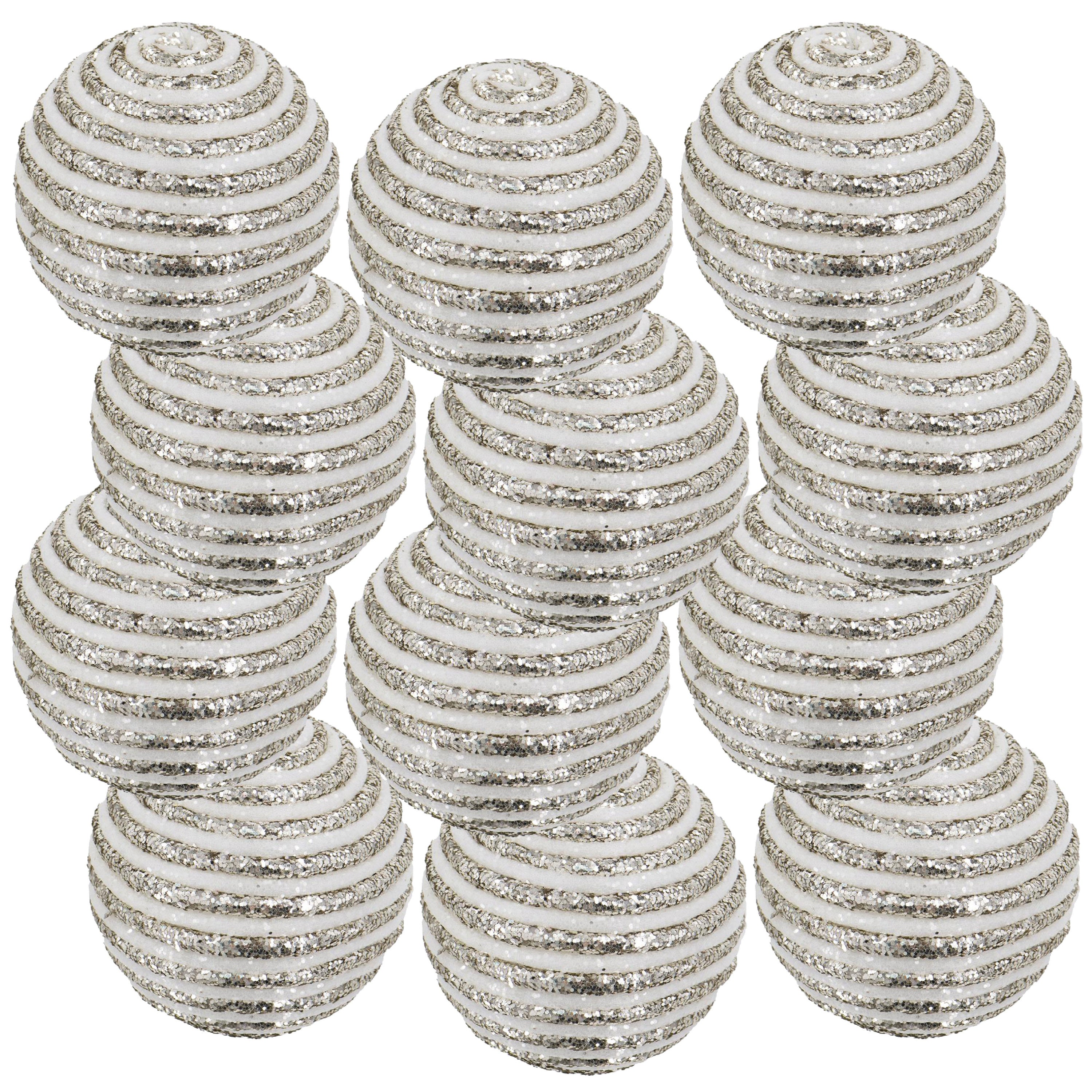 D3.9' Christmas Ball Ornaments, Plastic Decorative Hanging Ball Christmas Tree Ornaments for Holiday Party Decorations, Set of 12