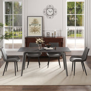 62.99' Modern Artificial Stone Black Straight Edge Dark Grey Metal Leg Dining Table-Can Accommodate 6 People(Dining Table Only)