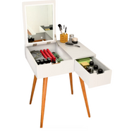 Small Makeup Vanity Table, Dresser Desk with 2 Drawers , Flip Top Mirror Organizer, Makeup Dressing Table  for Bedroom, Dressing Room