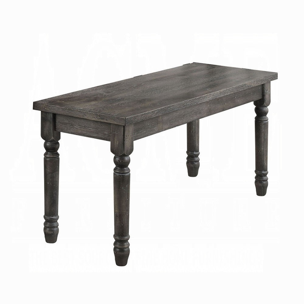 1pc Rustic Gray Finish Wooden Bench Dining Room Furniture, 40inch Bench