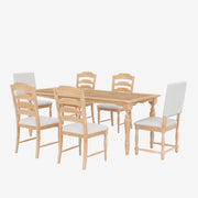 TOPMAX Vintage Traditional 7-Piece Dining Table Set with Extendable 82.7inch Table, Natural Finish