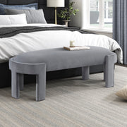 Stylish Upholstered Bench Gray Velvet Fabric Foam Cushioned Seat Luxurious Comfort Home Furniture 1pc Durable Plywood Frame Entryway Bench