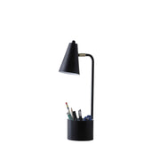 19.5' In Student Black Metal Task Desk Lamp W/ Organizer