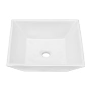 16' x 16' Modern European Square Vessel Sink - Glossy White Porcelain Bathroom Vanity Top, Above Counter Ceramic Basin