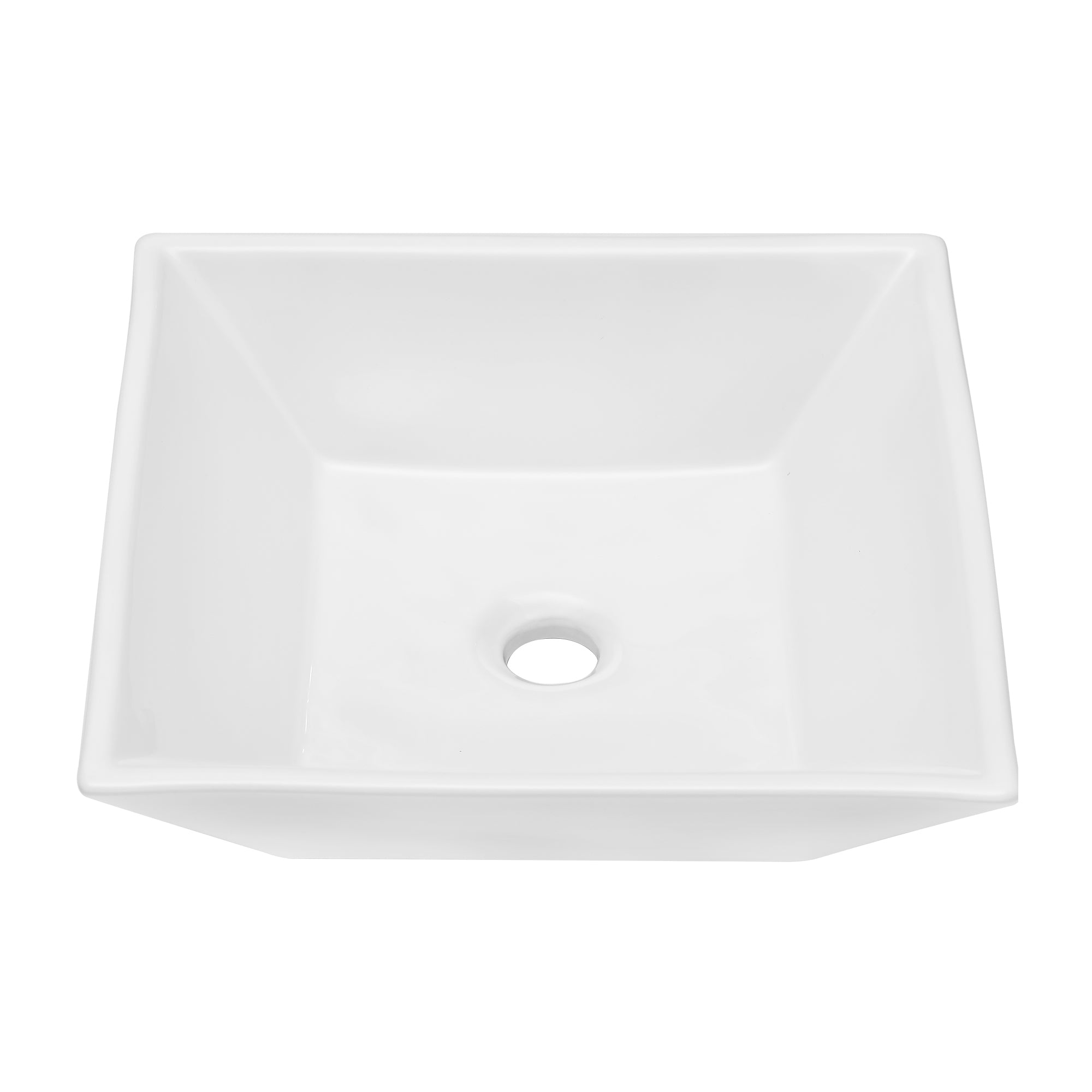 16' x 16' Modern European Square Vessel Sink - Glossy White Porcelain Bathroom Vanity Top, Above Counter Ceramic Basin