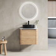 24'' Wall-Mounted Bathroom Vanity With Ceramic Art Sink & 1-Soft-Close Door, KD-Packing, Plywood