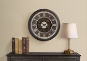 Clocks, 23' Round, Gear Mechanism, Wall Clock, Brown, Transitional