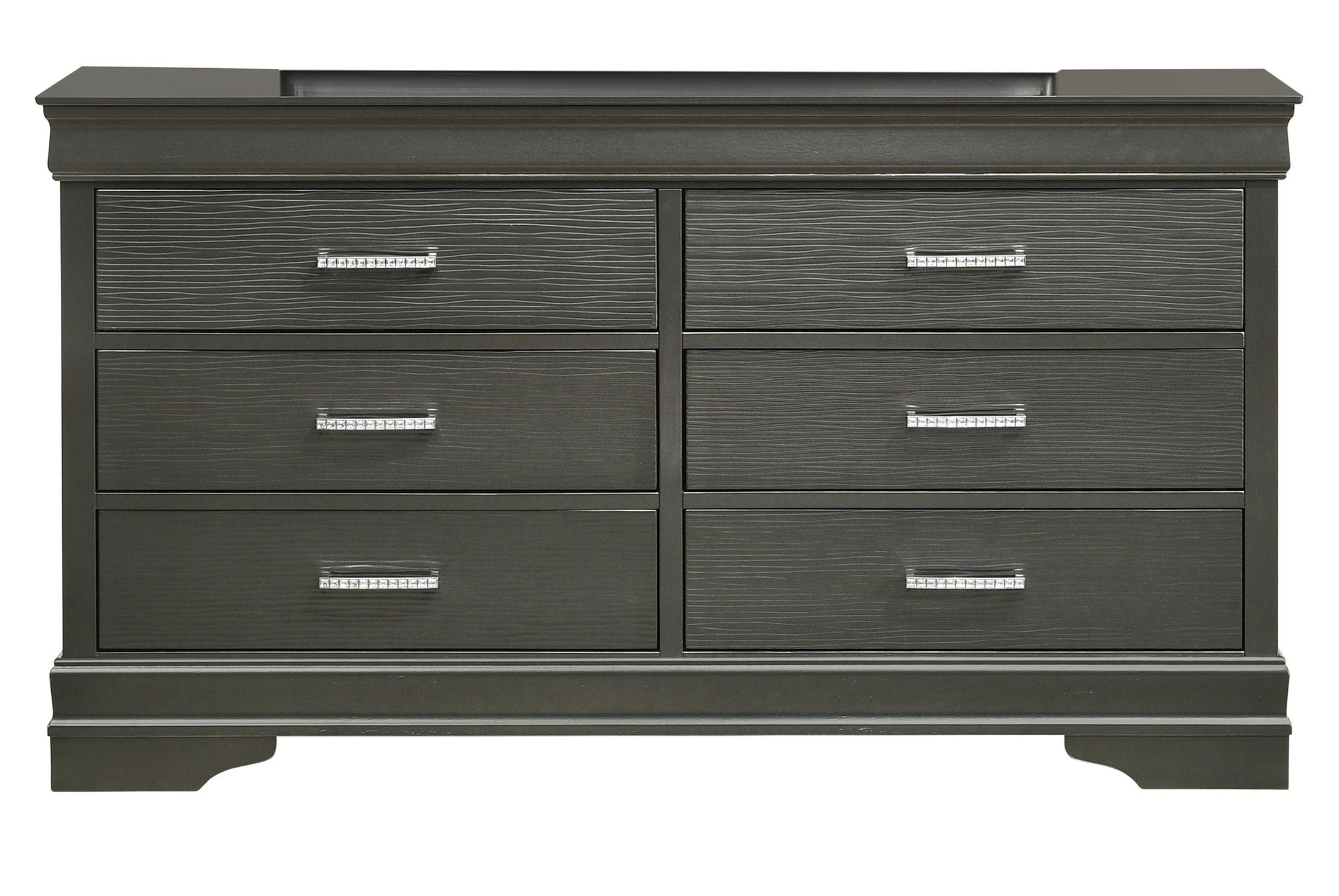 Modern 6 Drawer Dresser made with Wood in Gray(INCLUDES DRESSER ONLY NOT MIRROR)