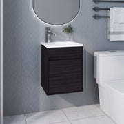 FM FURNITURE  Florence Bathroom Floating Vanity with Sink, 1 Door, Wengue
