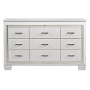 White Finish Dresser Bold Design 9 Drawers Glamorous Faux-Alligator Textured Fronts Wooden Bedroom Furniture